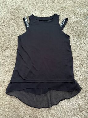 Worthington Black Sleeveless Blouse with Embellished Straps